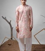 Pink work modal print kurta for festive