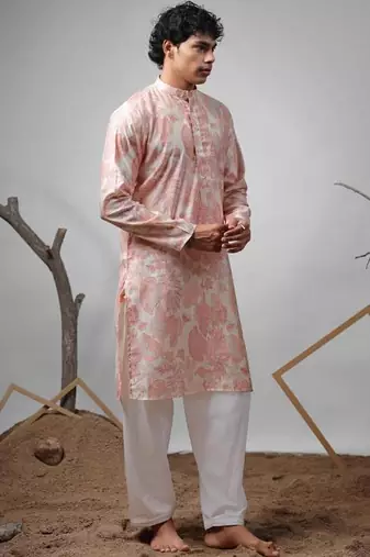 Pink work modal print kurta for festive