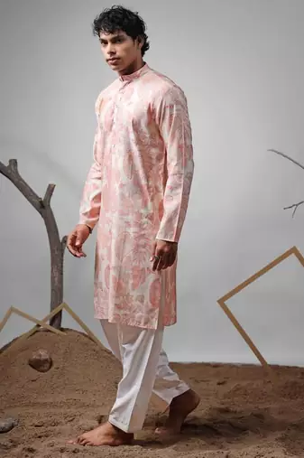 Pink work modal print kurta for festive