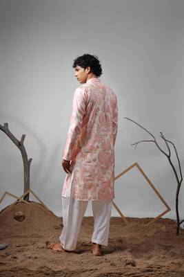 Pink work modal print kurta for festive 4