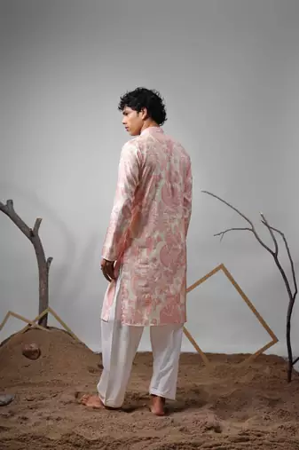 Pink work modal print kurta for festive