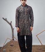Black work modal print kurta for mehandi