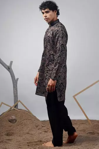 Black work modal print kurta for mehandi
