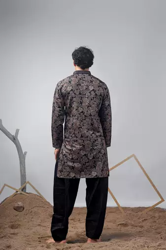 Black work modal print kurta for mehandi