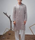 Opium work greek satin embroidered kurta for mehandi