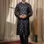 Blue work viscose jacquard embroidered kurta for festive