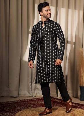 Black work viscose embroidered kurta for mehandi 2
