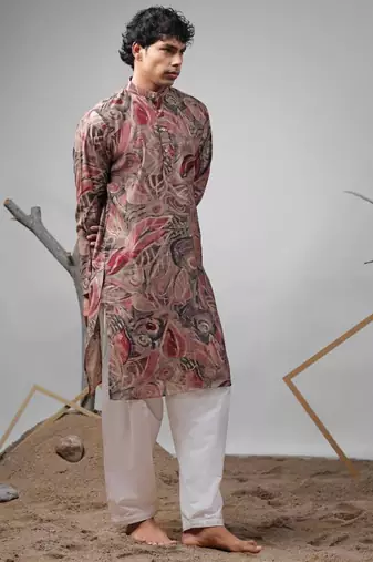 Multicolor work modal silk embroidered kurta for festive