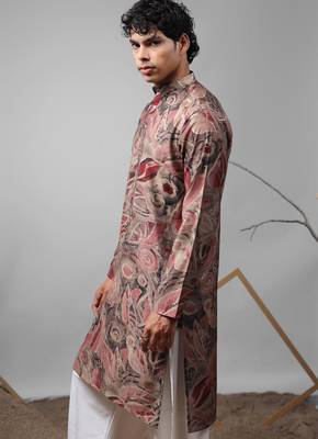 Multicolor work modal silk embroidered kurta for festive 3