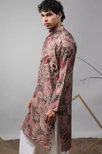 Multicolor work modal silk embroidered kurta for festive