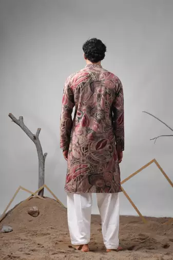 Multicolor work modal silk embroidered kurta for festive