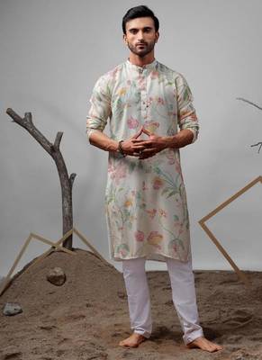 White work muslin embroidered kurta for festive 1