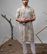 White work muslin embroidered kurta for festive