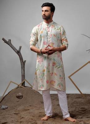 White work muslin embroidered kurta for festive 2