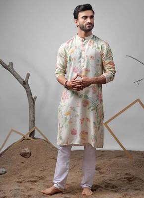 White work muslin embroidered kurta for festive 3