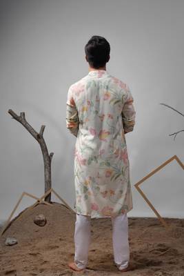 White work muslin embroidered kurta for festive 4