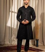 Black work rolex silk embroidered kurta