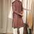 Brown work silk blend embroidered kurta