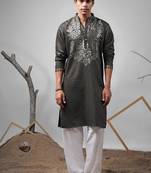 Mehandi work rolex silk embroidered kurta
