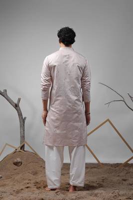 Pinkish grey work rolex silk embroidered kurta 4