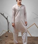 Brownish grey work rolex silk embroidered kurta