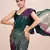 green Embellished georgette saree with unstitched blouse