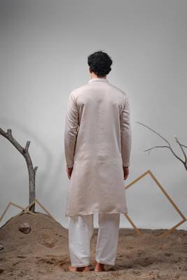 Brownish grey work rolex silk embroidered kurta 4