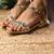 Silver embroidered leather flats