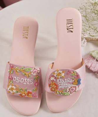 Purple embroidered leather flats 1