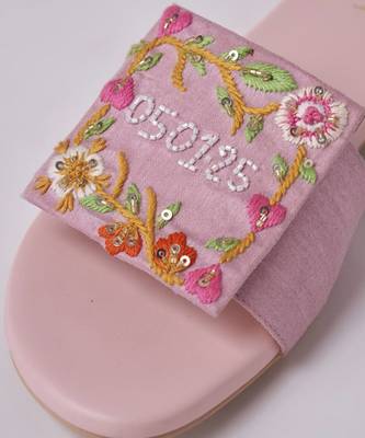 Purple embroidered leather flats 2