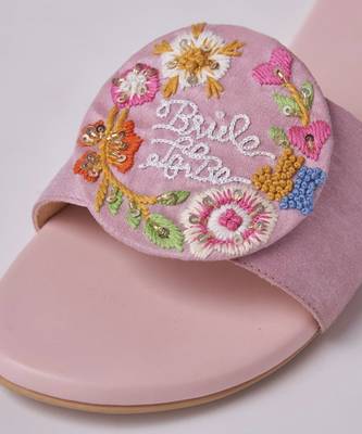 Purple embroidered leather flats 3