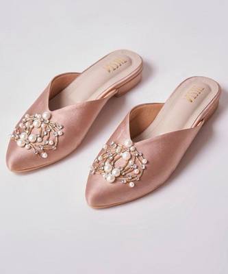 Pink embroidered leather flats 3