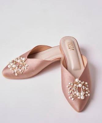 Pink embroidered leather flats 4