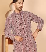 Embroidered cotton kurta with churidar