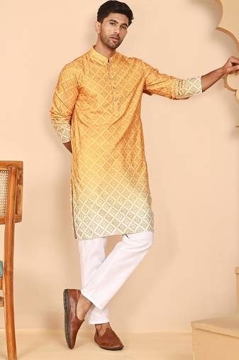 Ombre printed kurta pyjama set for men