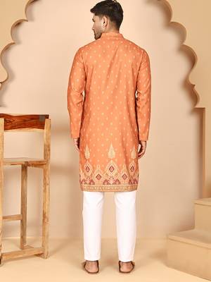 Men's ethnic printed kurta with white pyjama 3