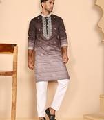 Men's traditional ombre kurta set with delicate thread work