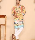 Multicolor printed kurta pyjama with artistic design