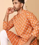 Floral printed kurta with churidar for men