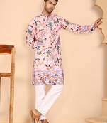 Multicolor printed kurta pyjama with artistic design