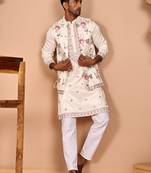 Ethnic kurta set with multicolor embroidery jacket
