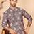 Peach jacquard silk kurta pyjama set for men