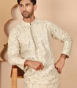 Traditional mirror embroidered kurtas for men