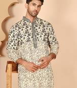 Men's cream embroidered kurtas