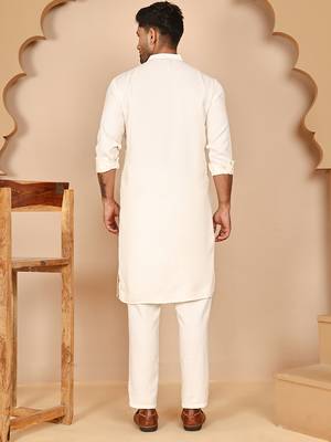 Classic silk blend kurta pyjama set for men 3