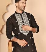 Embroidered silk blend kurtas for men