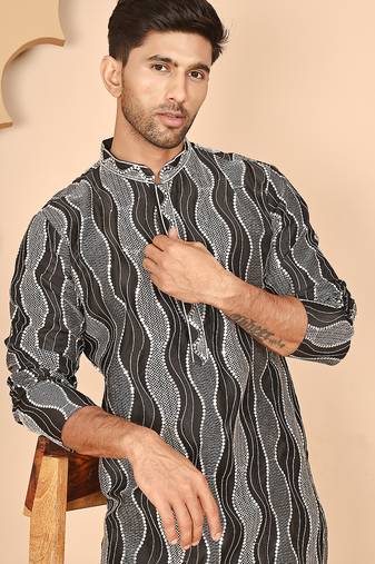Silk blend kurtas with mirror work embroidery