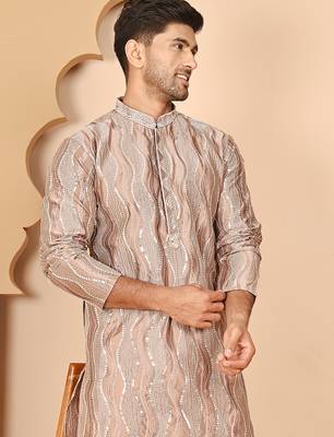 Silk blend kurtas with mirror work embroidery 1