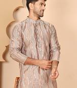 Silk blend kurtas with mirror work embroidery