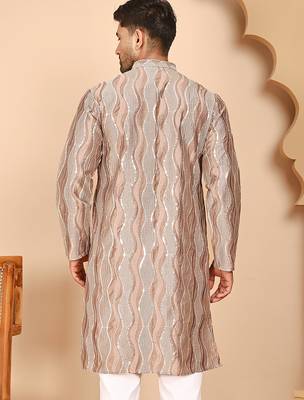 Silk blend kurtas with mirror work embroidery 3